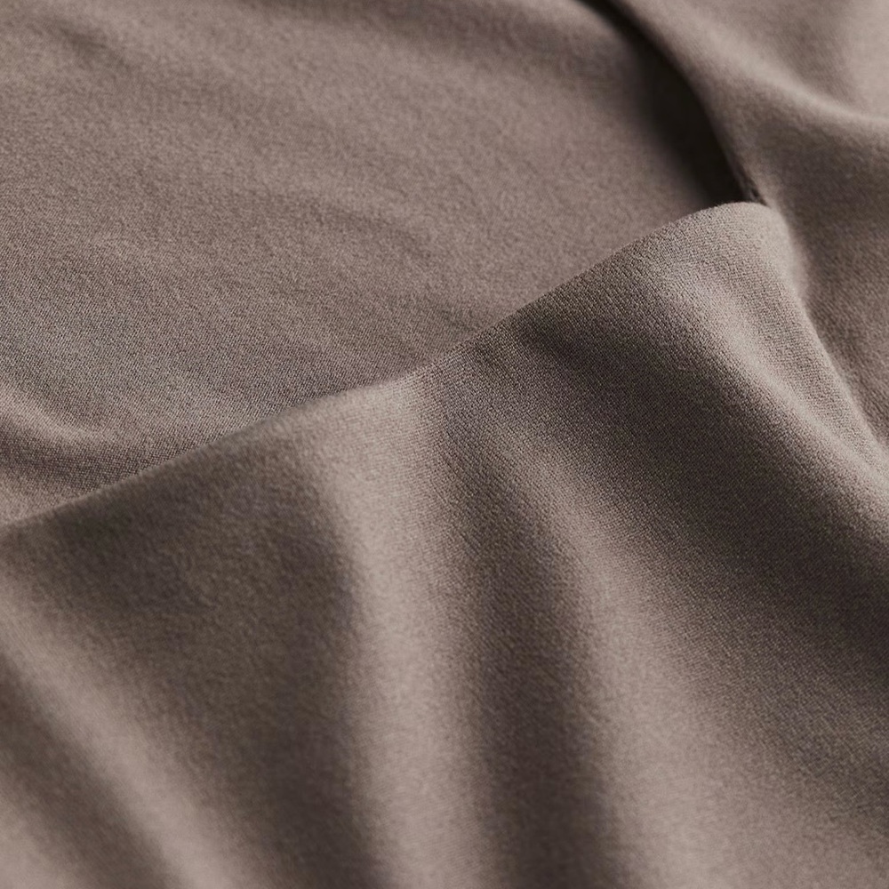 H&M Square Neck Long Sleeve Slim Fit Regular Length Top Brown Taupe | Size M - Picture 2 of 5